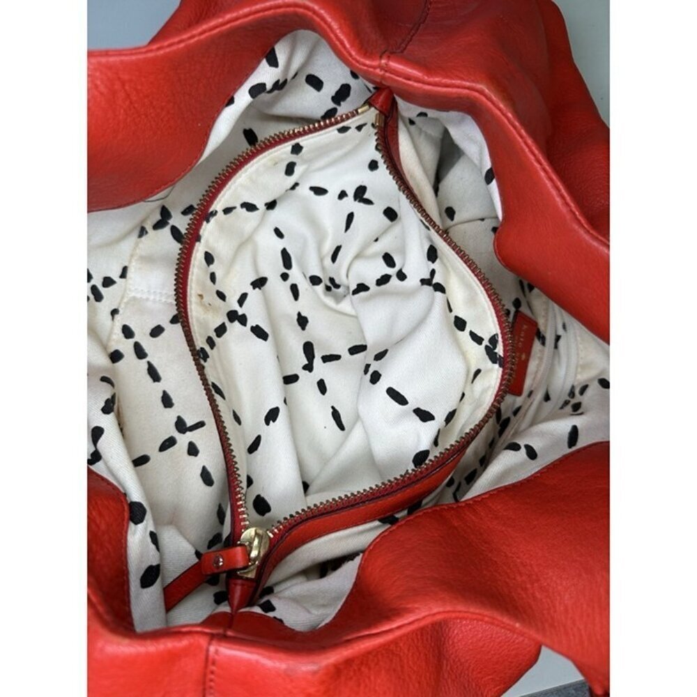 Kate Spade Satchel Double Handles Front Zip Beautiful Red - Damaged Interior - Picture 9 of 10